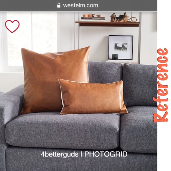 West Elm Accents West Elm Leather Fur Lumbar Rectangle Pillow Set 2